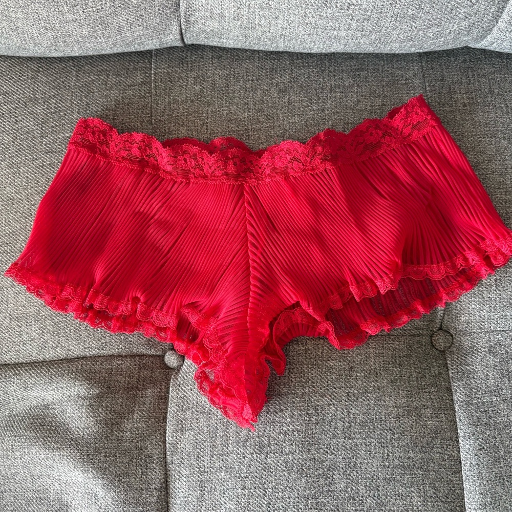 Vintage Glydons Red Sheer Nylon Lace Ruffle Tap Panties Small Style 861